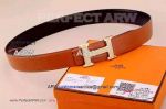 Perfect Replica Hermes Brown Leather Belt W Diamond Buckle Buy Online